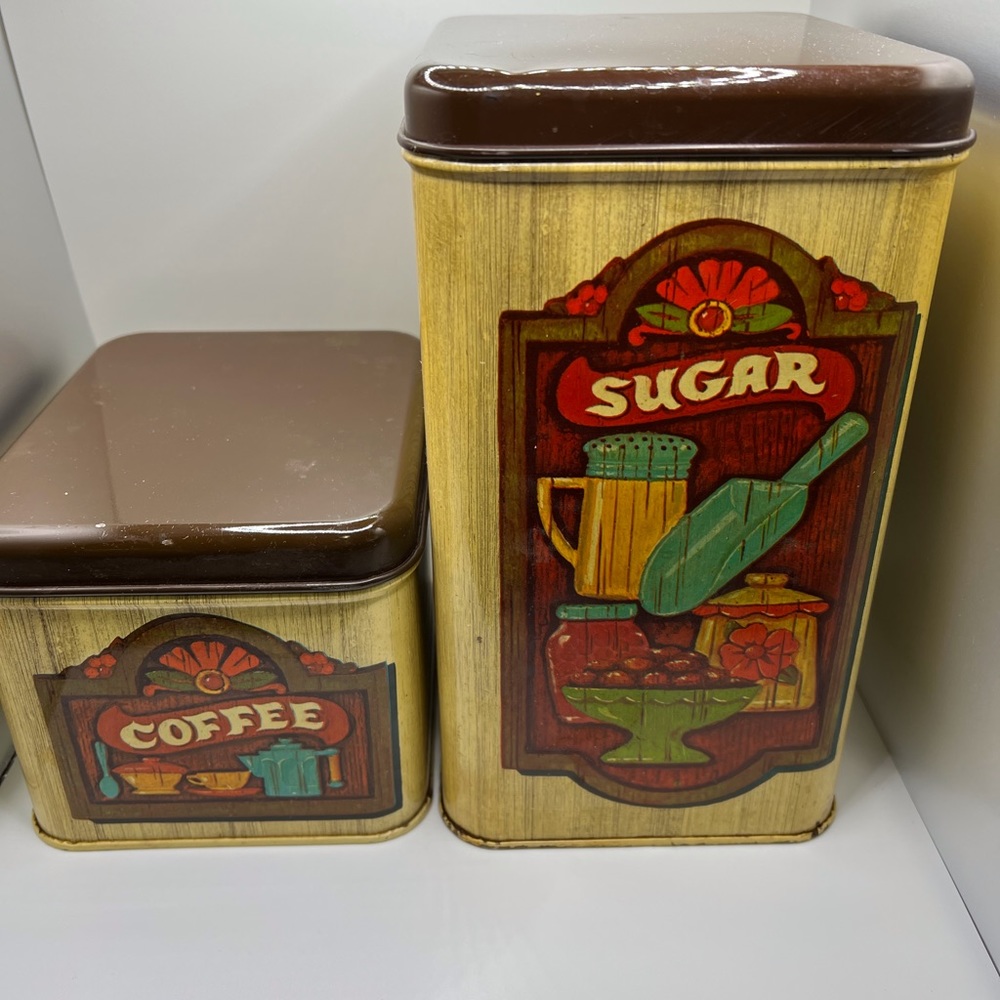 Vintage sugar and coffee tins